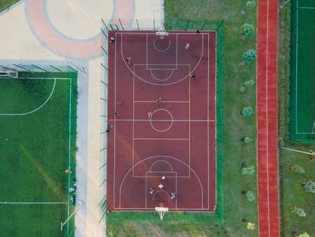 Aerial view of a basketball court outdoorsのeditorial素材