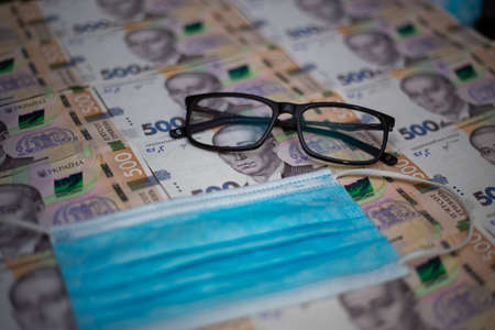 Banknote of the Ukrainian national currency hryvnia. Cash of the National Bank of Ukraine.の写真素材