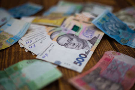 Banknote of the Ukrainian national currency hryvnia. Cash of the National Bank of Ukraine.