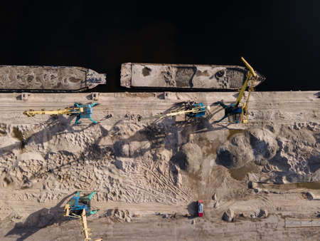 Aerial view of railroad track for freight trains
