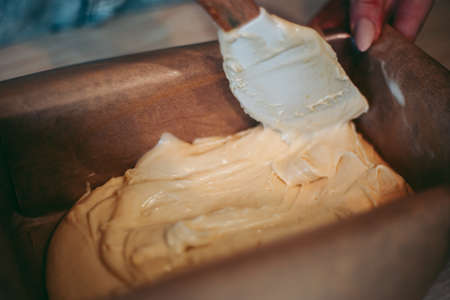 The baking process of baking pies and cookies in the kitchenの写真素材