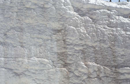 Carbonate mineral left by the flowing of thermal spring calcite-laden waters in Pamukkale