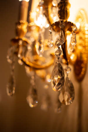 Expensive exquisite crystal chandelier in Victorian style indoorの写真素材