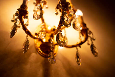Expensive exquisite crystal chandelier in Victorian style indoorの写真素材