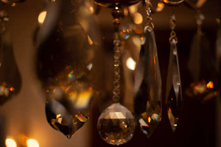 Expensive exquisite crystal chandelier in Victorian style indoor