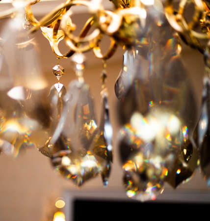 Expensive exquisite crystal chandelier in Victorian style indoorの写真素材