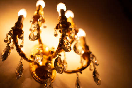 Expensive exquisite crystal chandelier in Victorian style indoorの写真素材