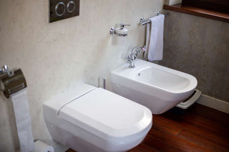 Modern bathroom with designer decorationの写真素材