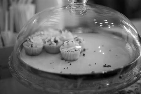 Sweets on a plate in the confectionery shopの写真素材