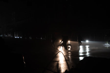 Kyiv city in blackout after russian missile attack.のeditorial素材