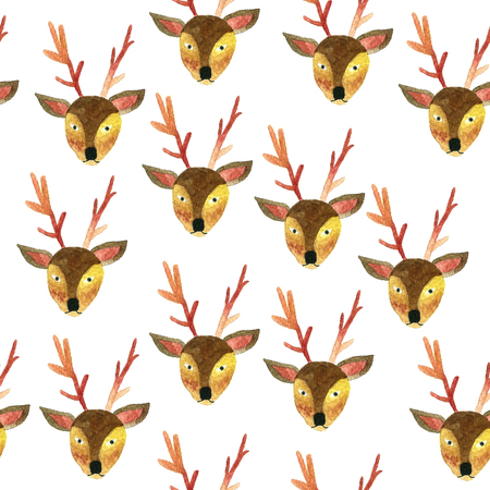Deer Pattern Seamless Watercolor-01.jpgの写真素材