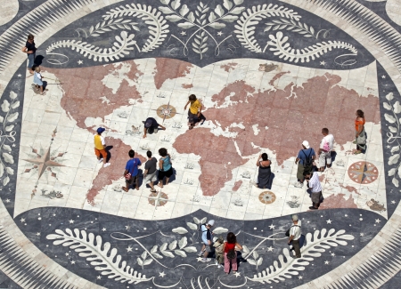 Mosaic in front of the monument  Padrao dos Descobrimentos  in Lisbon 02 の写真素材