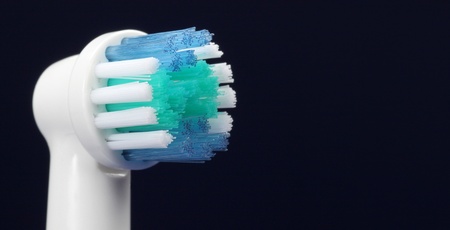 close-up view of an electric toothbrush の写真素材