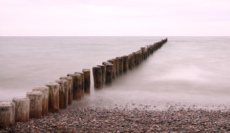 Line of Groynes 02  - long time exposure の写真素材