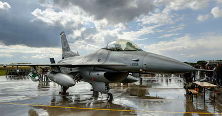 Air Force Base LAAGE, GERMANY - AUGUST 23: General Dynamics F-16 jet during static display on 23...