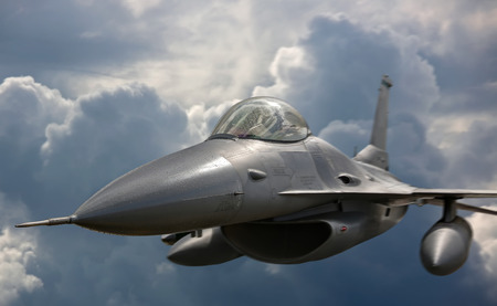 Flying jet aircraft on mission