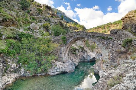 Old Genovese bridge near Asco - Corsicaの写真素材