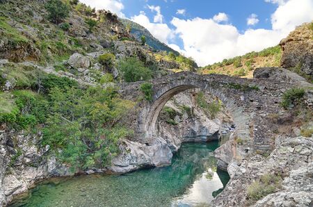 Old Genovese bridge near Asco - Corsicaの素材 [FY310134234463]