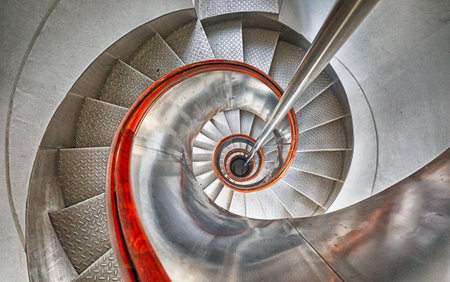 Historic circular staircase inside the Old Lighthouse of Ponta dos Capelinhos (Faial Island, Azores)