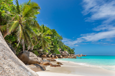Beach Anse Georgette, Praslin, Seychellesの写真素材