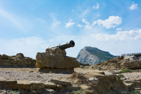 The Genoese fortress is a fortress in the city of Sudak, Crimea, built by the Genoese as a stronghold for their colony in the northern Black Sea region.の写真素材