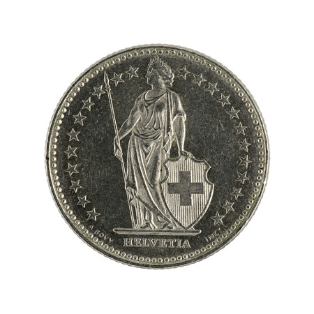 ones wiss franc coin (1987) isolated on white background