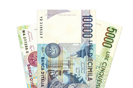 some italian lira bank notesの写真素材