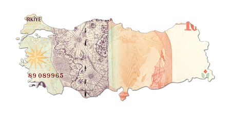10 turkish lira bank note in shape of turkeyの写真素材