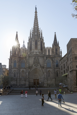 Cathedral of the Holy Cross and Saint Eulalia (Barcelona Cathedral), Barcelona, Catalonia, Spainのeditorial素材