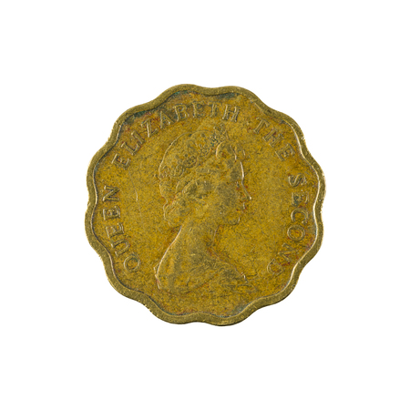 20 hong kong cent coin (1975) reverse isolated on white backgroundの写真素材