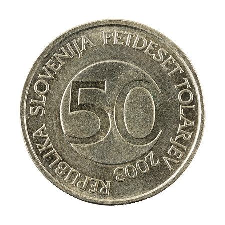 50 slovenian tolar coin (2003) obverse isolated on white background