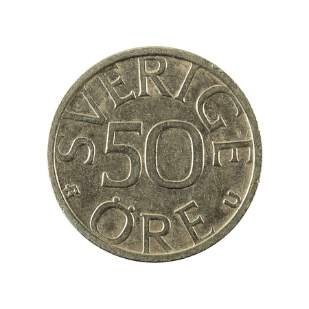 50 swedish oere coin (1978) obverse isolated on white background