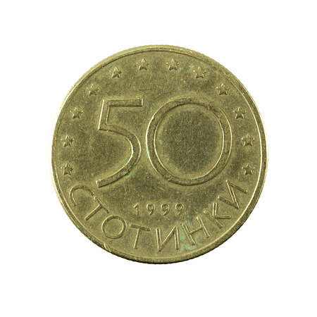 50 bulgarian stotinka coin (1999) obverse isolated on white background