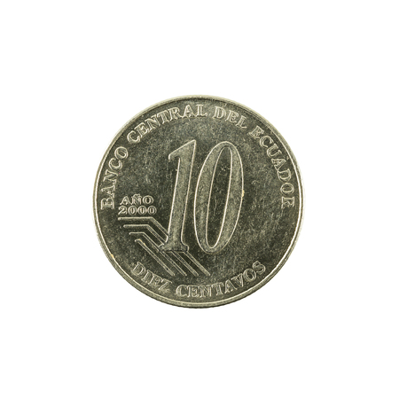 10 ecuadorian centavo coin (2000) obverse isolated on white backgroundの写真素材