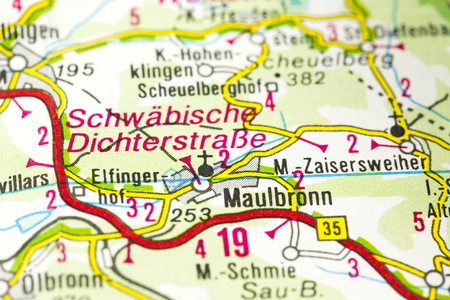 Maulbronn Monastery on map, Maulbronn, Baden-WÃ¼rttemberg, Germanyの写真素材