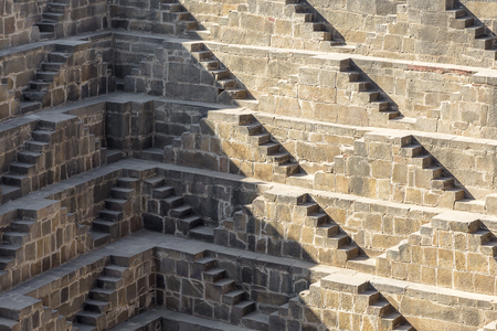 colossal stepped water tank, Abhaneri, Rajasthan, Indiaの写真素材