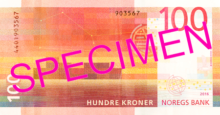 100 norwegian krone bank note reverseの写真素材