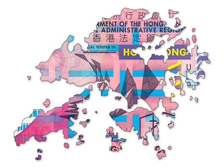 10 hong kong bank note in shape of hong kongの写真素材