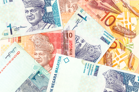 some 10 and 1 malaysian ringgit bank notes