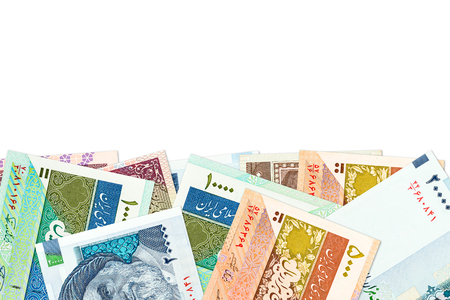 some iranian rial bank notes with copy spaceの写真素材