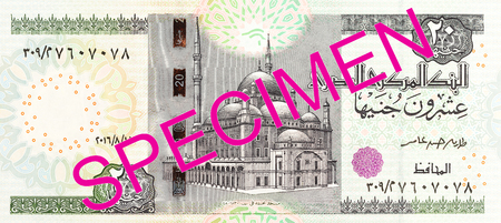 20 egyptian pound bank note full frame obverse