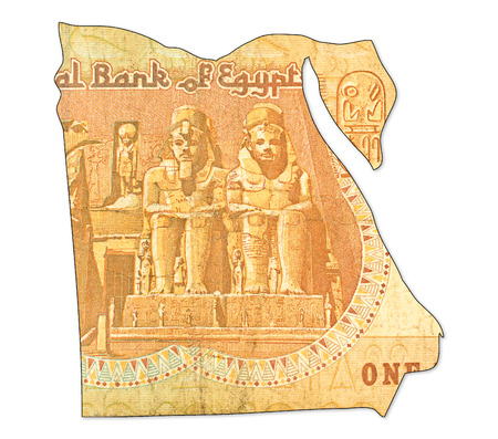 1 egyptian pound bank note reverse in shape of egyptの写真素材