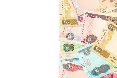 some united arab emirates dirham bank notes isolated on white background