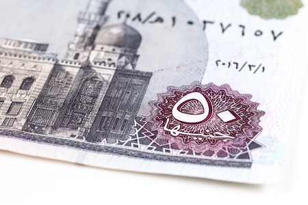 detail of 50 egyptian pound bank note