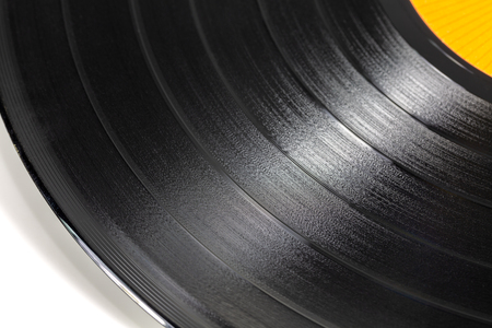 close-up of a black retro record surfaceの写真素材