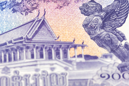 detail of a 1000 cambodian riel bank note reverseの写真素材
