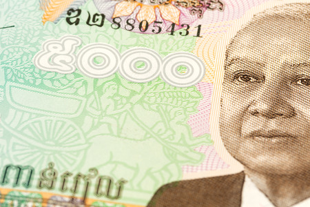 detail of a 5000 cambodian riel bank note obverseの写真素材