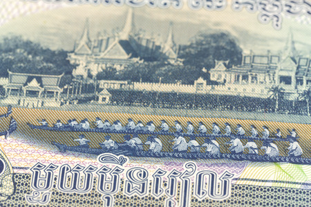 detail of a 10000 cambodian riel bank note reverseの写真素材