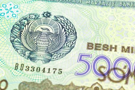 detail of a 5000 usbek som banknote obverseの写真素材