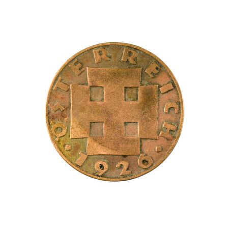 2 austrian groschen coin (1926) reverse isolated on white background